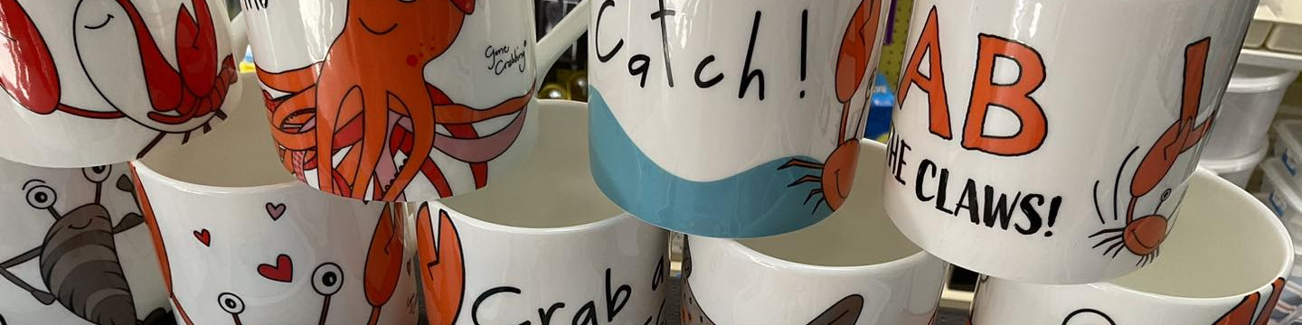 Seaside mugs and coasters